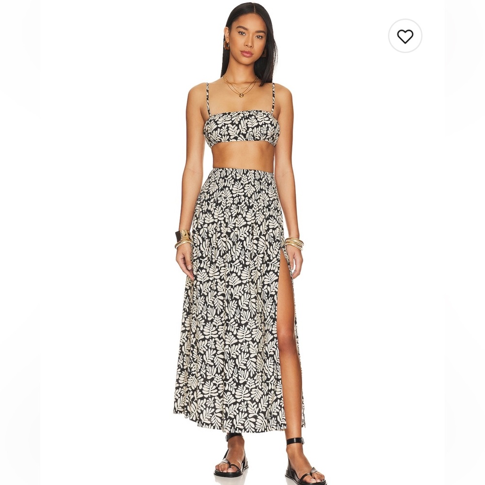WeWoreWhat Matching Set - Ruched bra top and smocked slit maxi skirt both medium